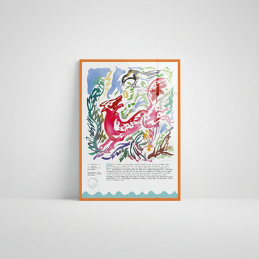 40x50 cm Multicolored Poster - The Crow and the Fox