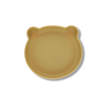 Plate Silicone Bear Mustard