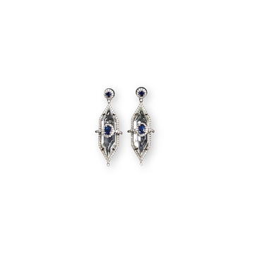 Silver Earrings with Blue Stones
