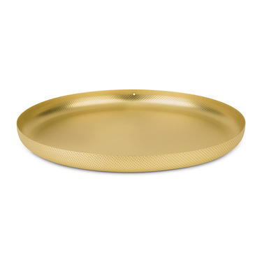 Round tray in brass with relief decoration