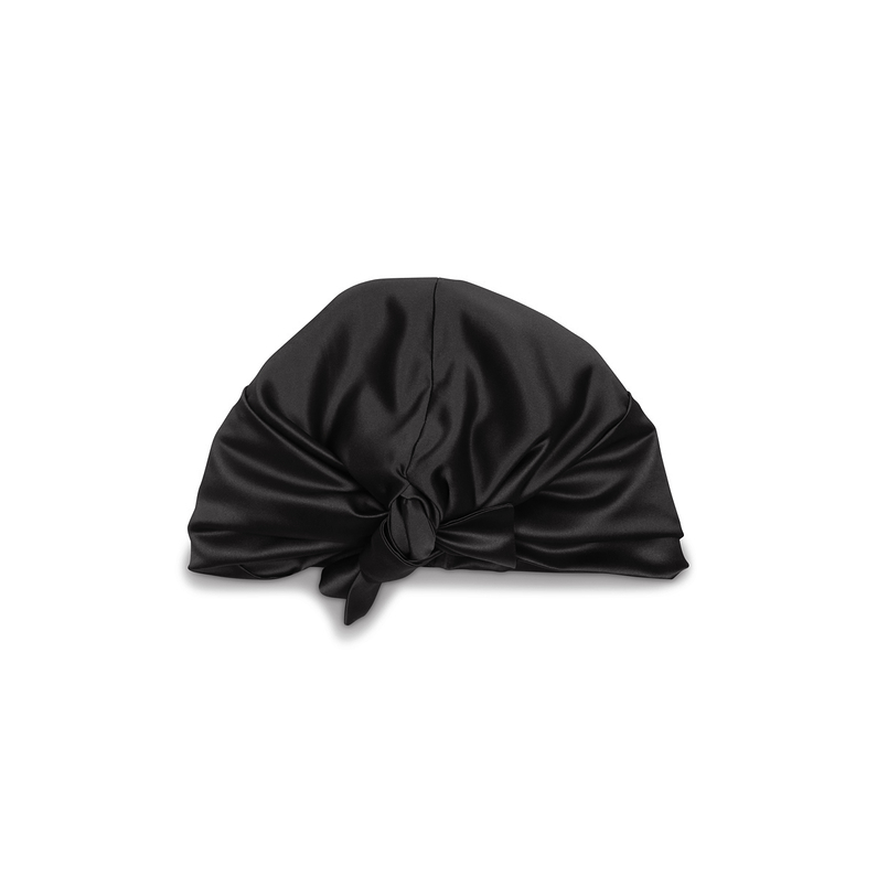Turban en soie Noir