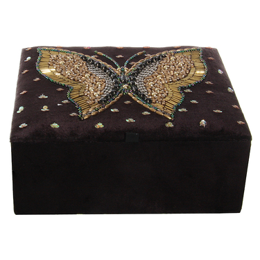 Boîte à bijoux velour papillon or