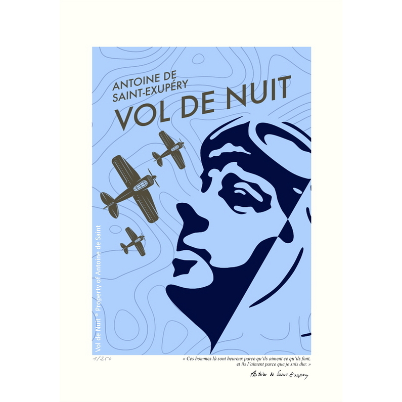 Poster "Vol de nuit" Antoine de Saint-Exupéry