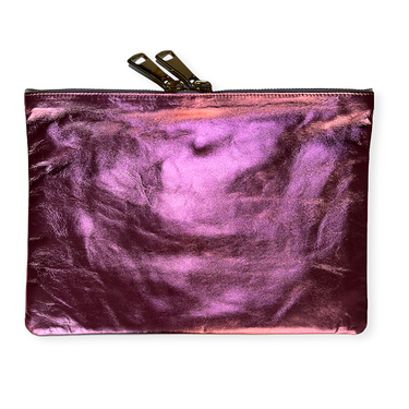 Pink leather pouch XL