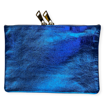 Electric Blue Leather Pouch XL